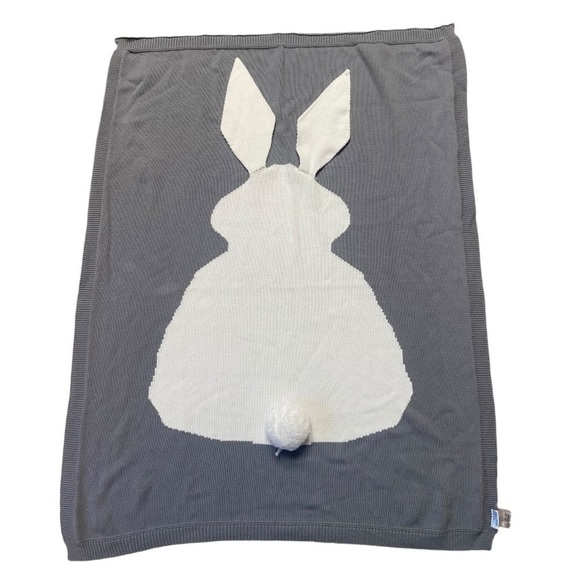 BUNNY Animal Blanket with Poof Tail & Fabric Ears - Picture 1 of 10